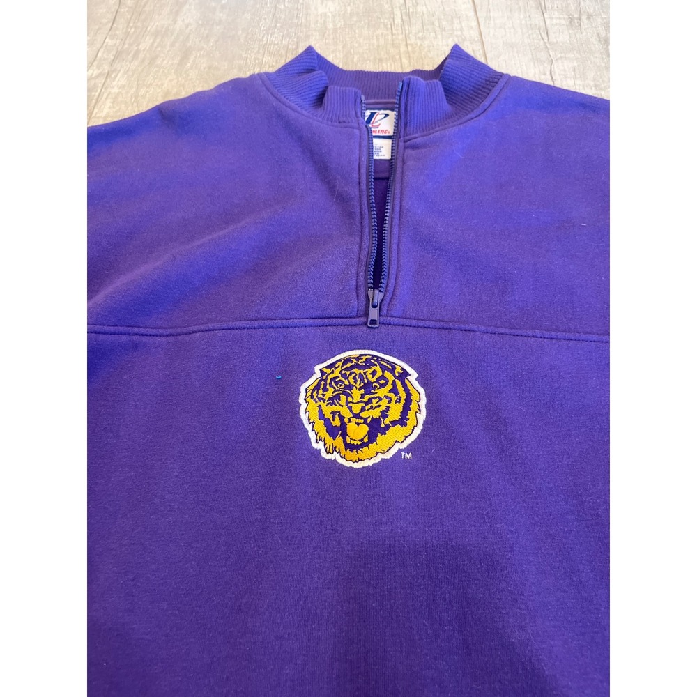 Logo Athletic LSU Tigers Quarter Zip Sweatshirt Mens XL Purple Vintage Fleece